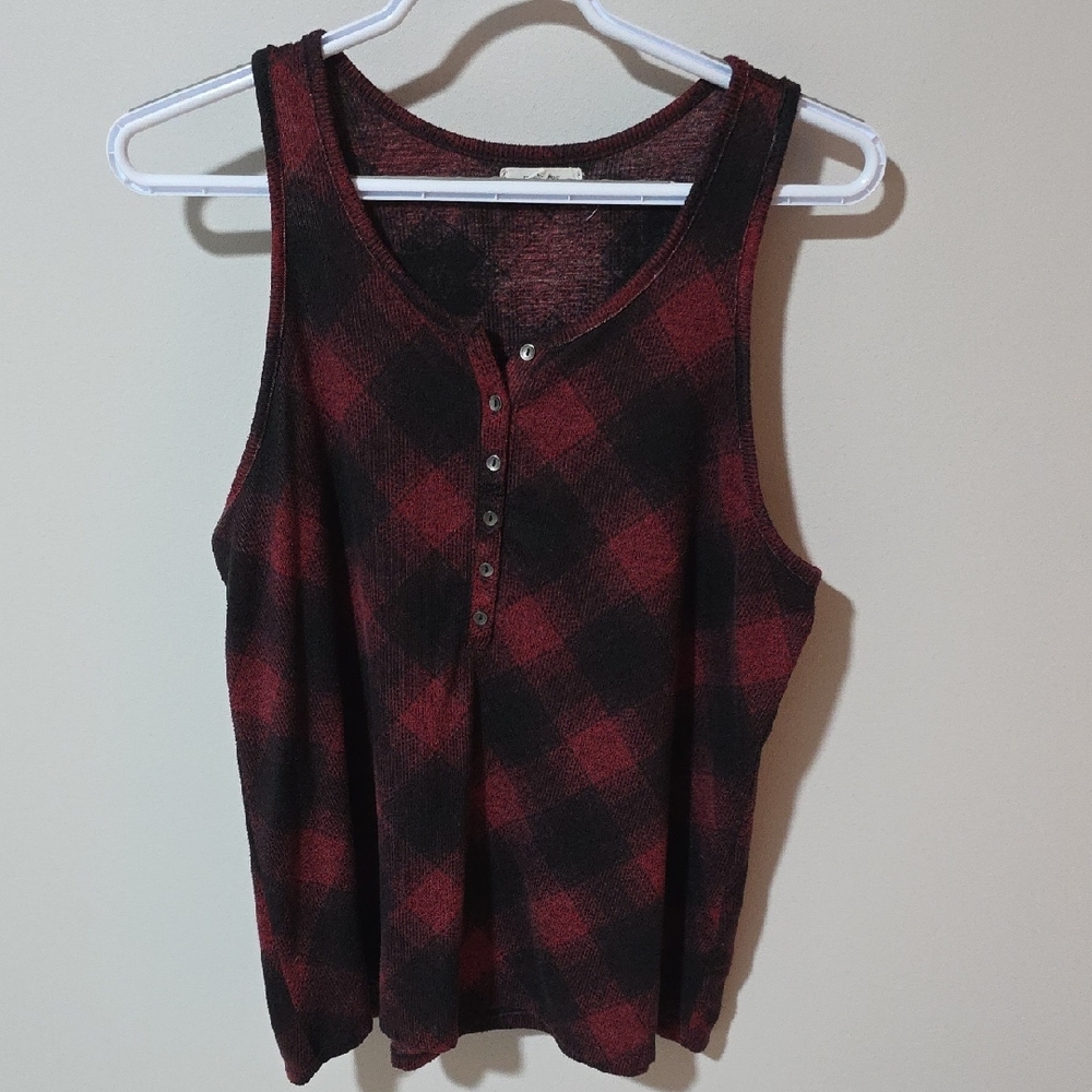 Maurices Red and Black Plaid Tank Top